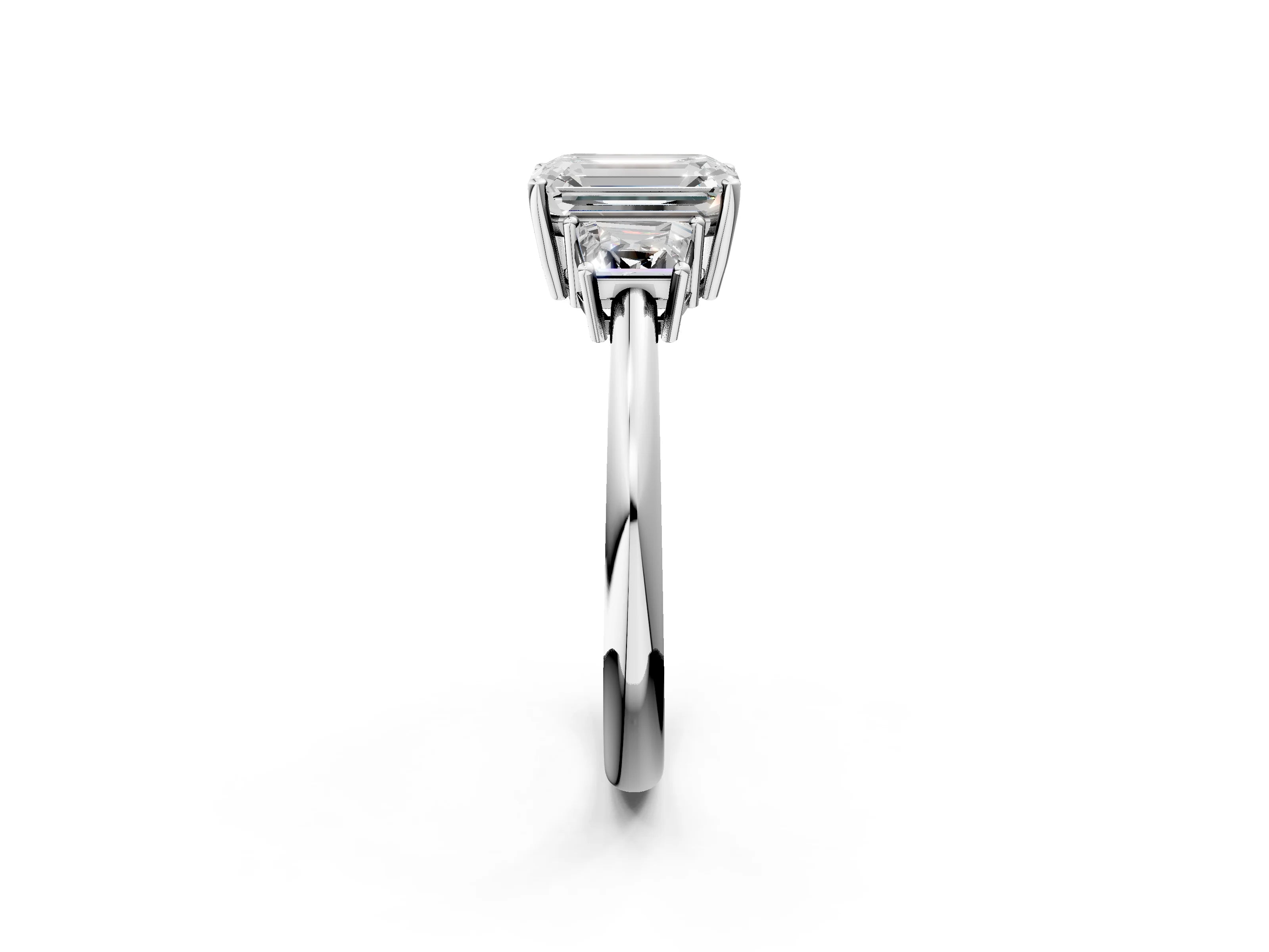 EMERALD TRAPAZOID 3 STONE RING