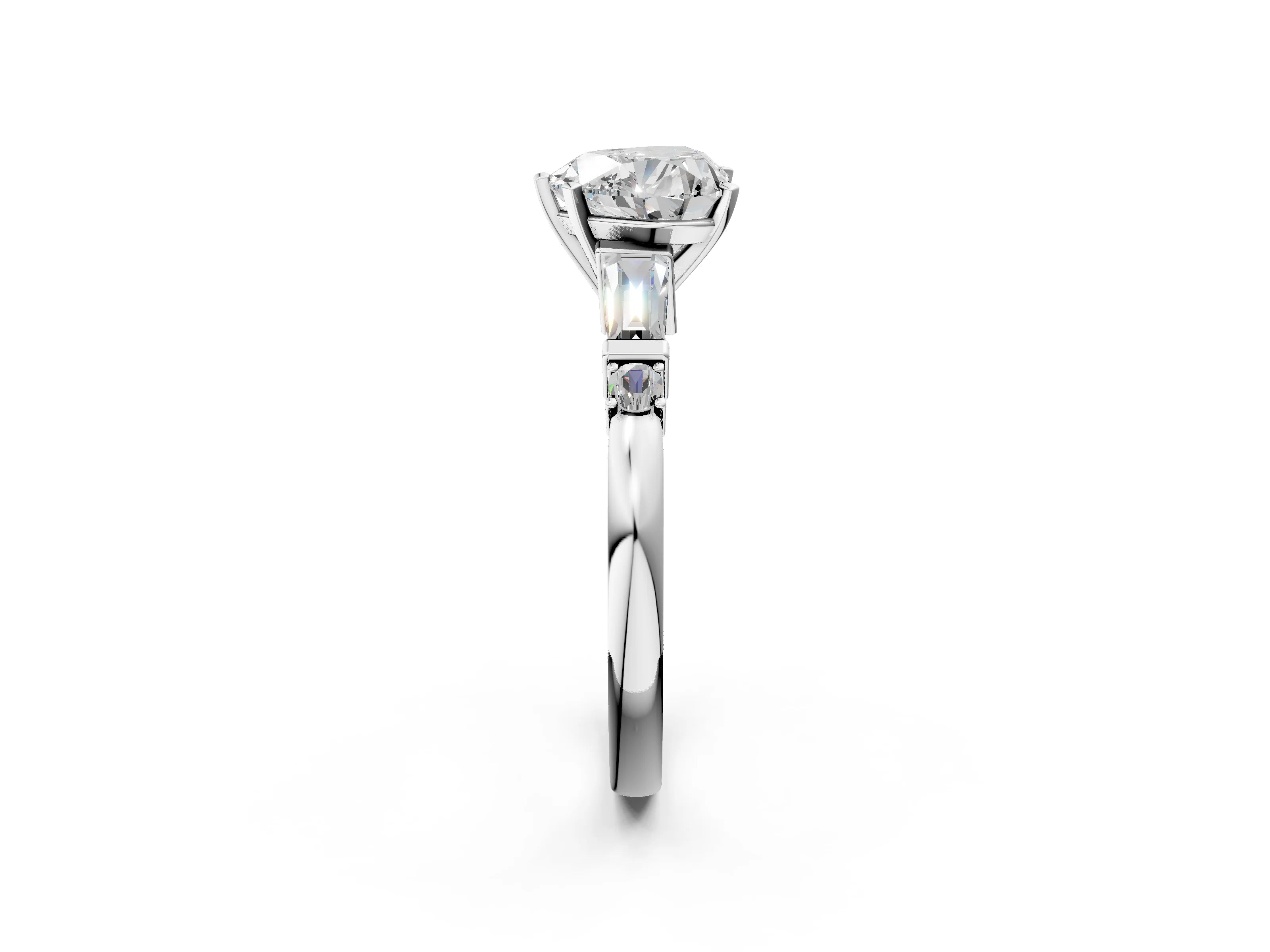 HEART BAGUETTE ROUND CHANNEL RING