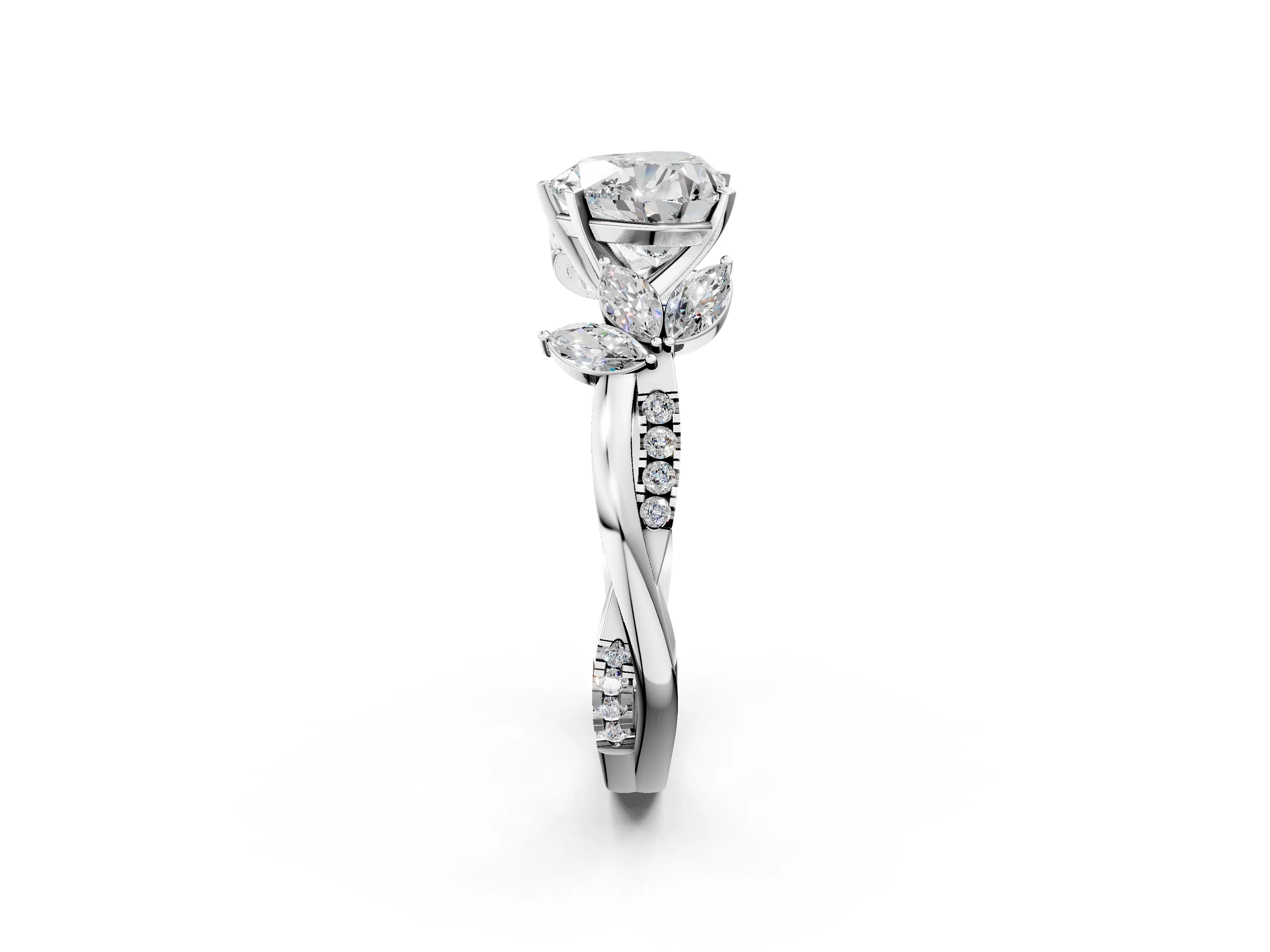 HEART FLORAL NATURE INSPIRED CHANNEL RING