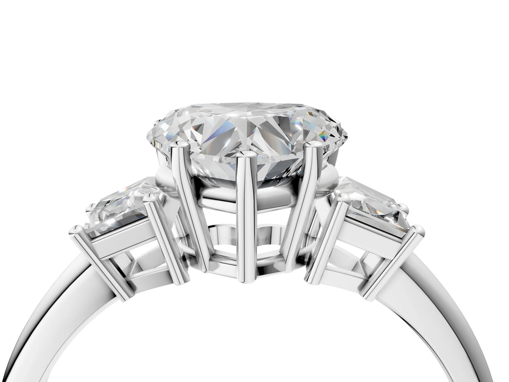 HEART TRAPAZOID 3 STONE RING