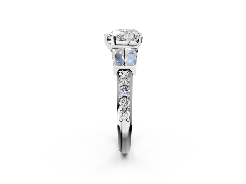 CUSHION BAGUETTE ROUND CHANNEL RING