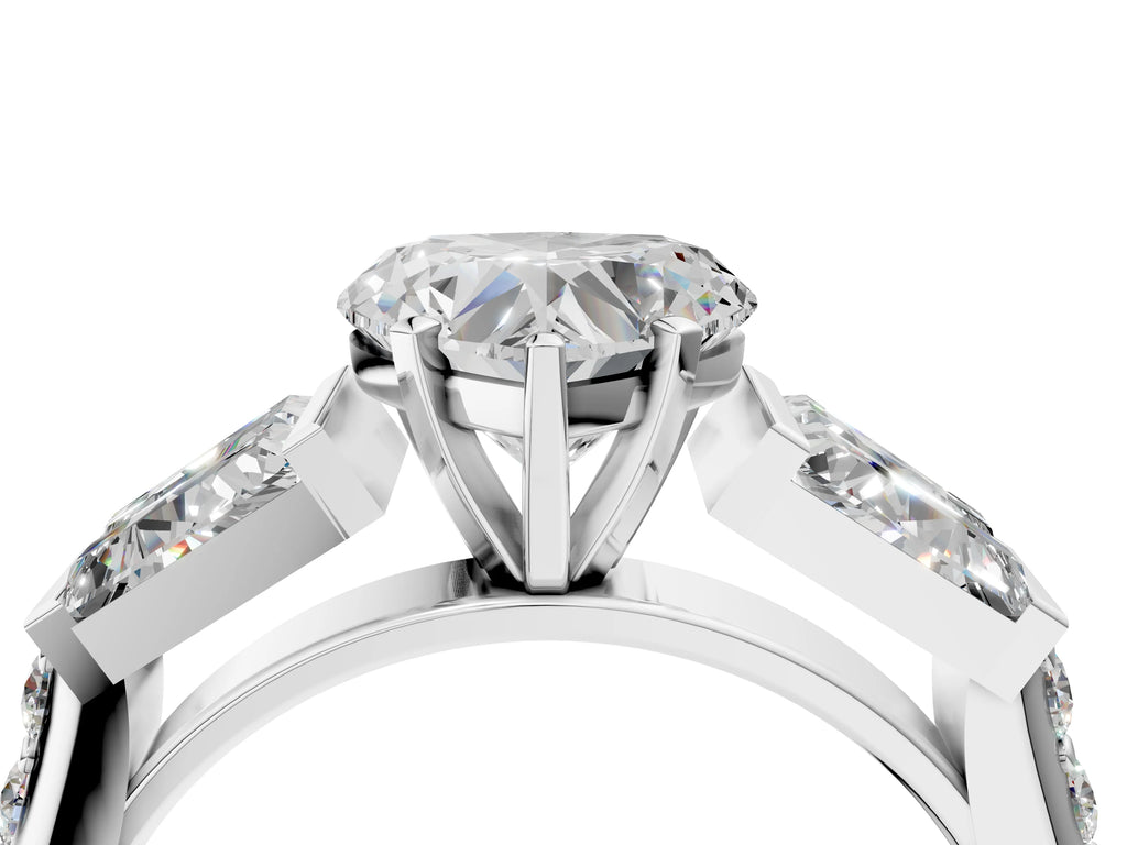 CUSHION BAGUETTE ROUND CHANNEL RING