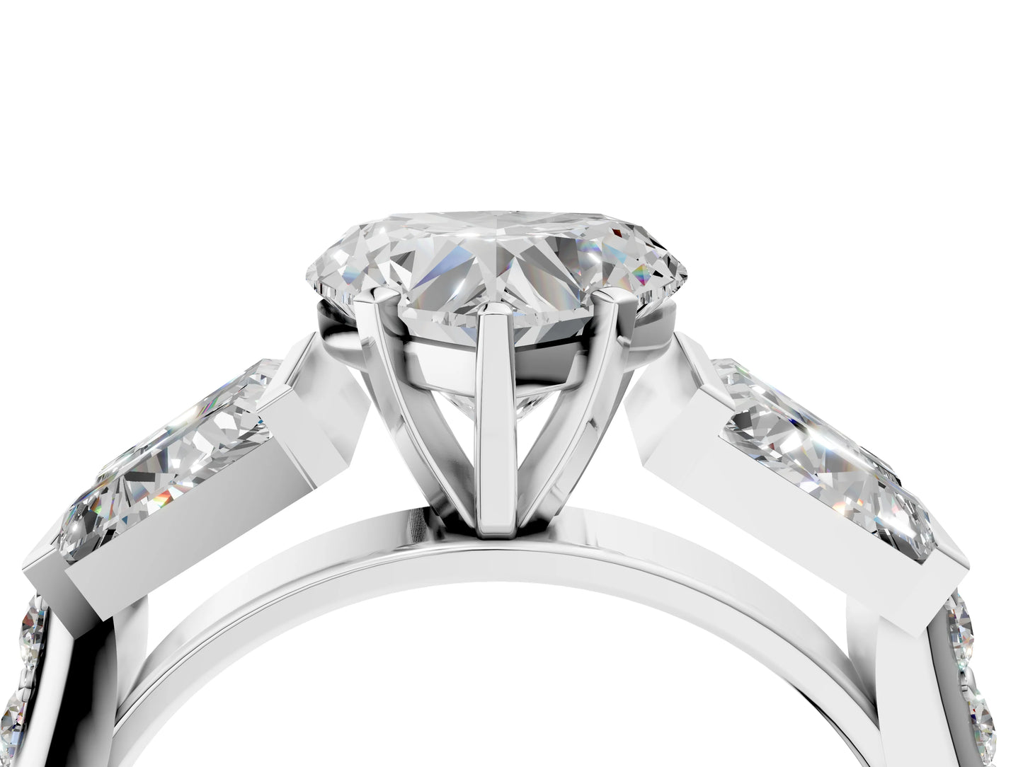 CUSHION BAGUETTE ROUND CHANNEL RING - M&D Signature Jewels