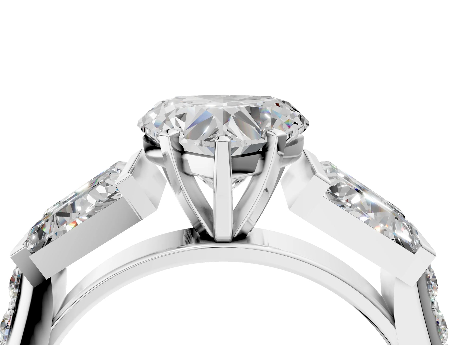 CUSHION BAGUETTE ROUND CHANNEL RING - M&D Signature Jewels
