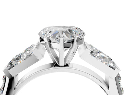 CUSHION BAGUETTE ROUND CHANNEL RING - M&D Signature Jewels