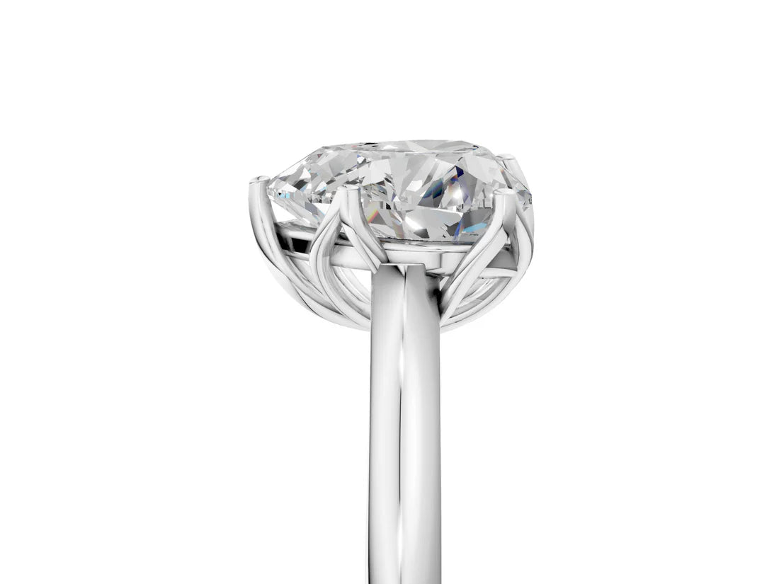 Heart Cut Lab Diamond Solitaire Ring with Flower Prong Setting and Classic Band| D VS1