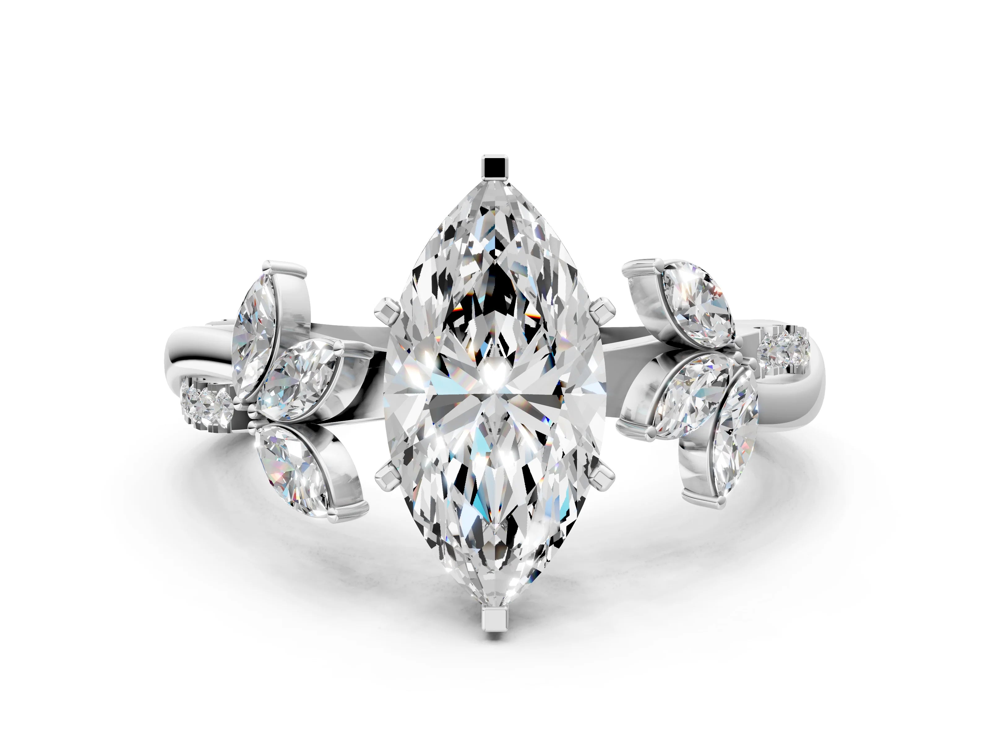 MARQUISE FLORAL NATURE INSPIRED CHANNEL RING