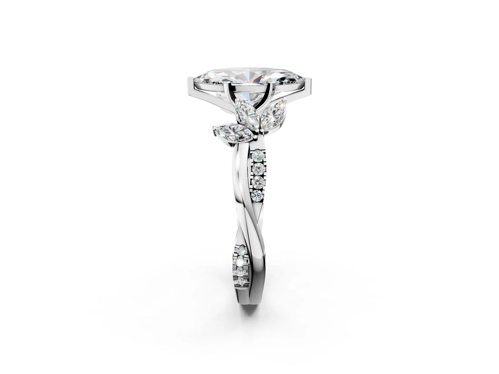 MARQUISE FLORAL NATURE INSPIRED CHANNEL RING