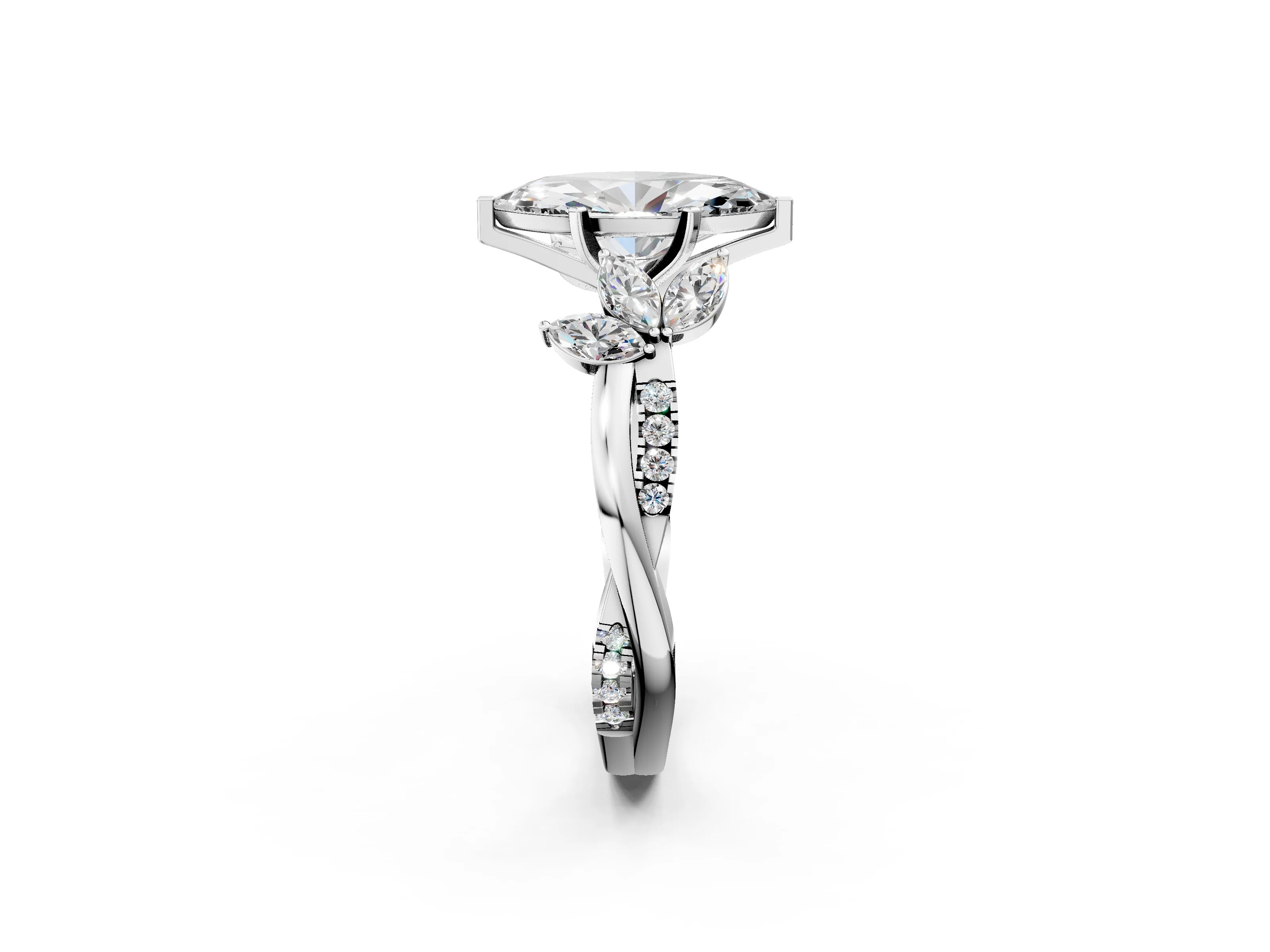 MARQUISE FLORAL NATURE INSPIRED CHANNEL RING