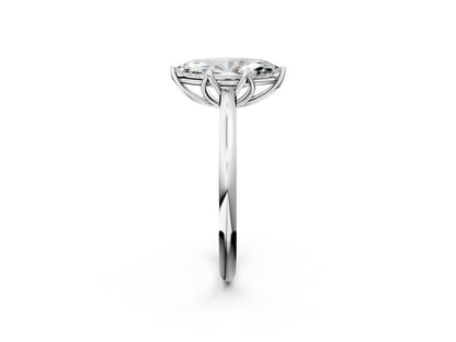 Marquise Cut Lab Diamond Solitaire Ring with Flower Prong Setting and Classic Band| D VS1