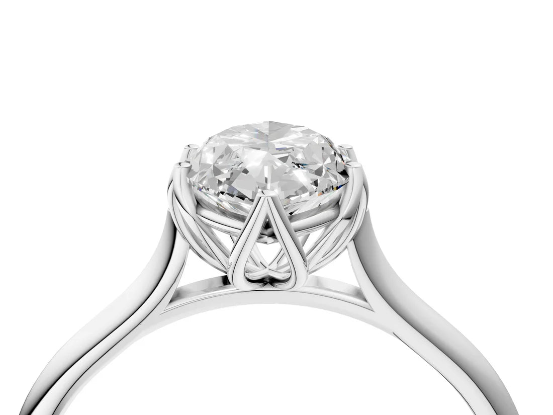 Marquise Cut Lab Diamond Solitaire Ring with Flower Prong Setting and Classic Band| D VS1