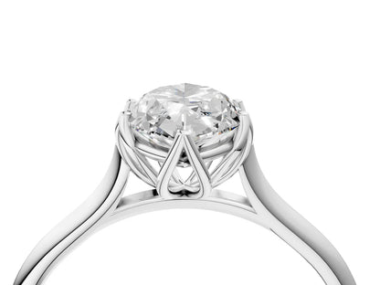 Marquise Cut Lab Diamond Solitaire Ring with Flower Prong Setting and Classic Band| D VS1