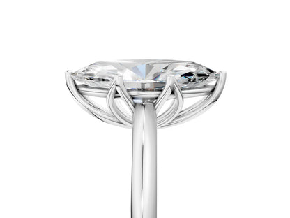 Marquise Cut Lab Diamond Solitaire Ring with Flower Prong Setting and Classic Band| D VS1