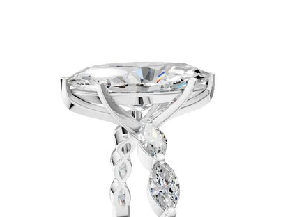 Marquise Cut Lab Diamond Ring with Marquise Side Stones and Prong Setting| D VS1