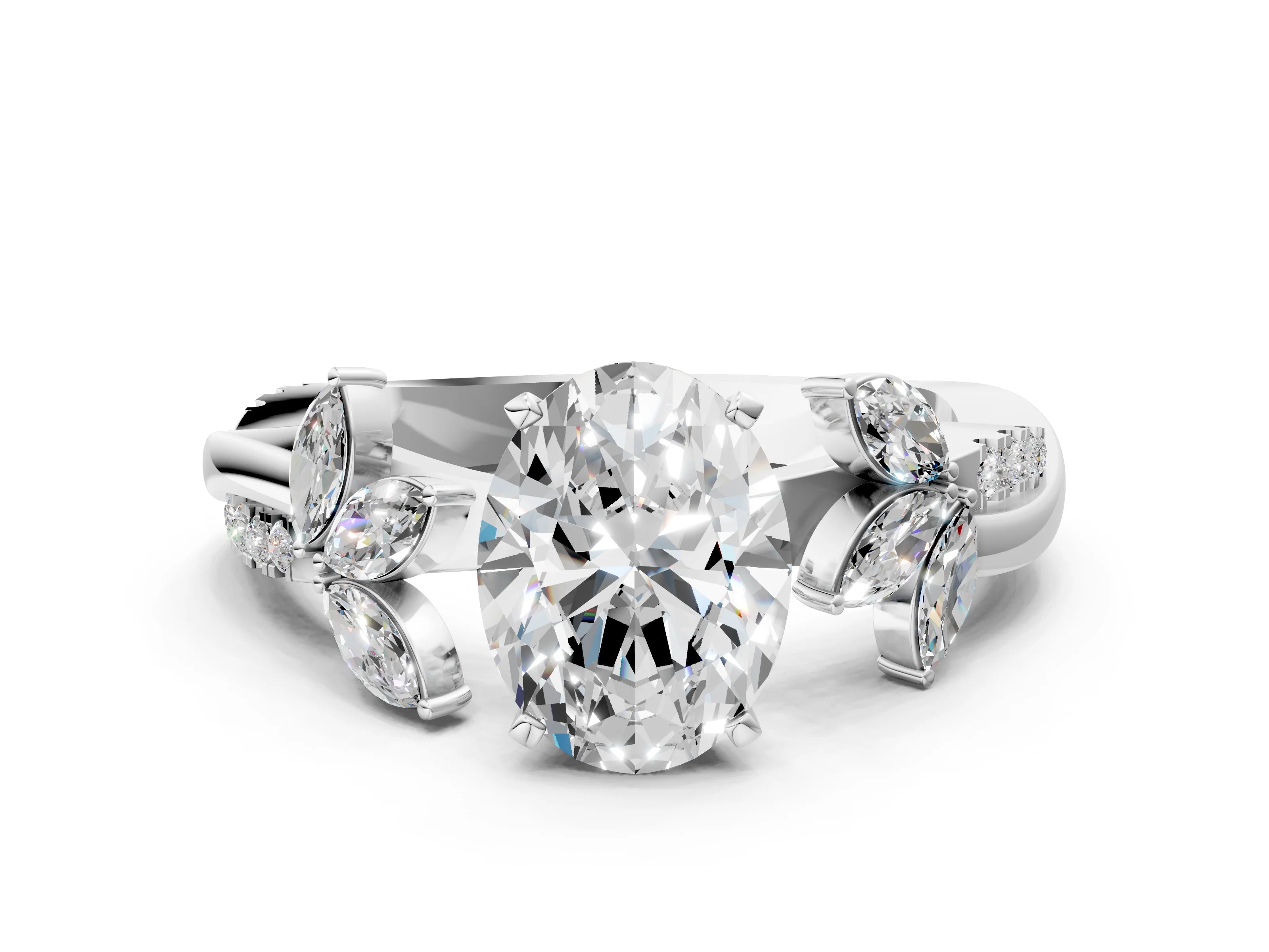 OVAL FLORAL NATURE INSPIRED CHANNEL RING
