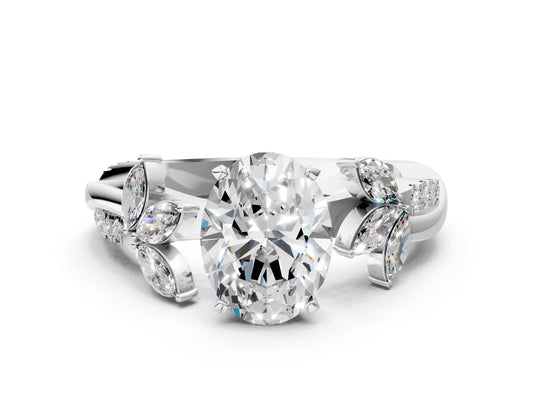 OVAL FLORAL NATURE INSPIRED CHANNEL RING