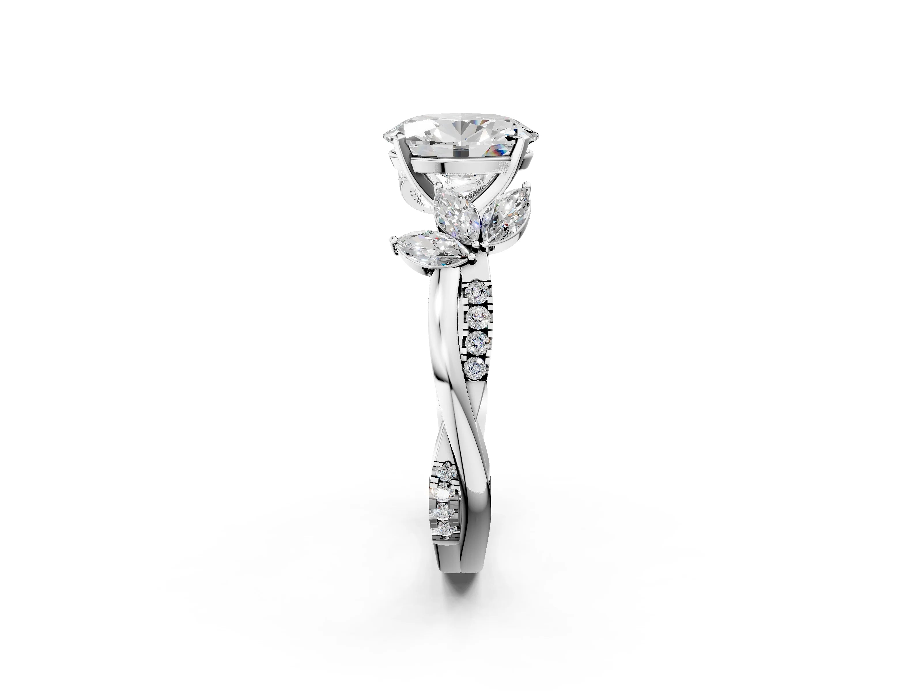 OVAL FLORAL NATURE INSPIRED CHANNEL RING