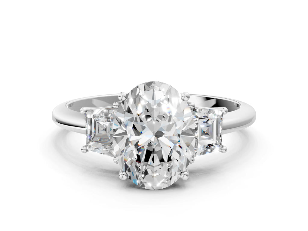 OVAL TRAPAZOID 3 STONE RING