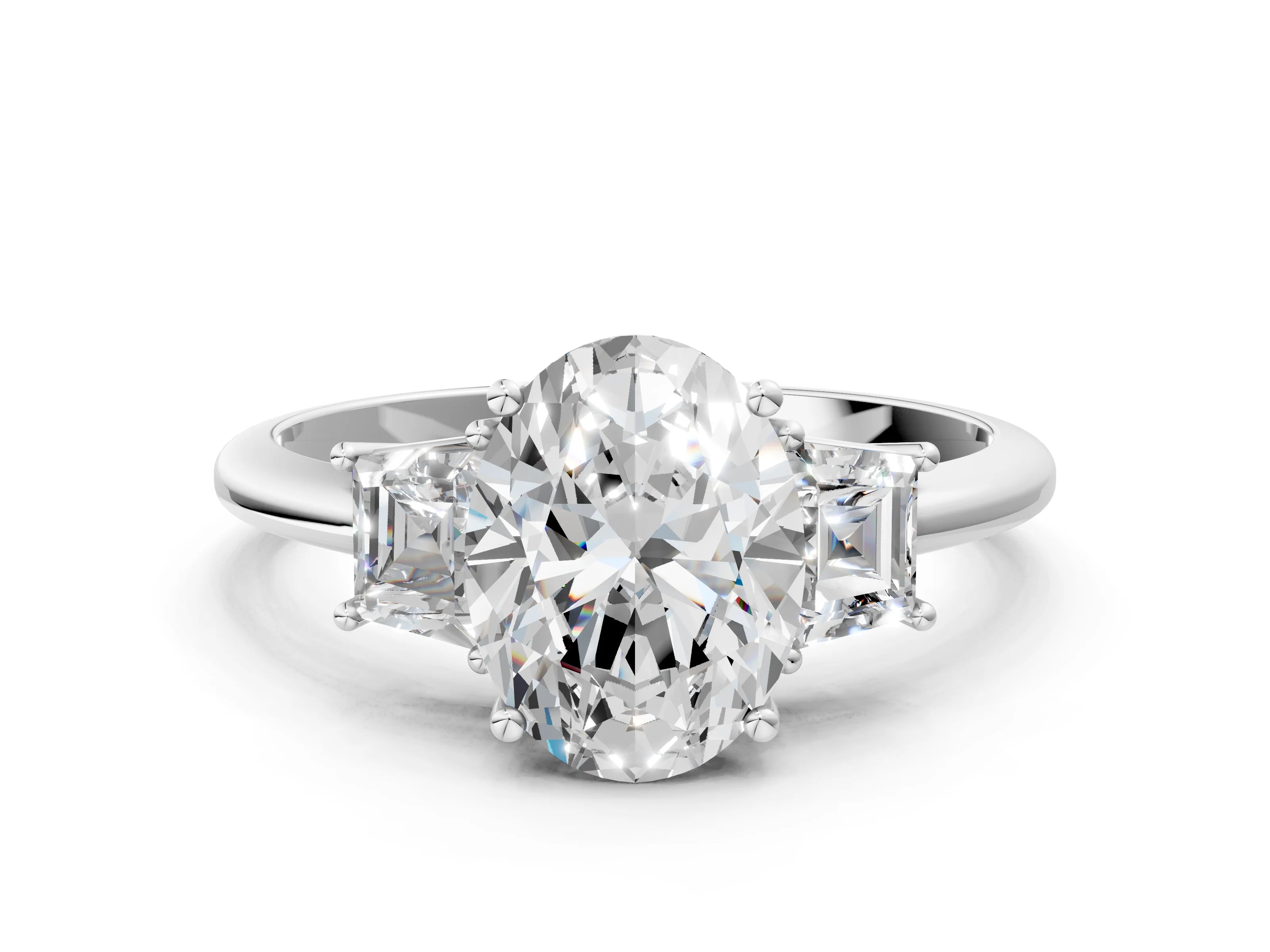 OVAL TRAPAZOID 3 STONE RING