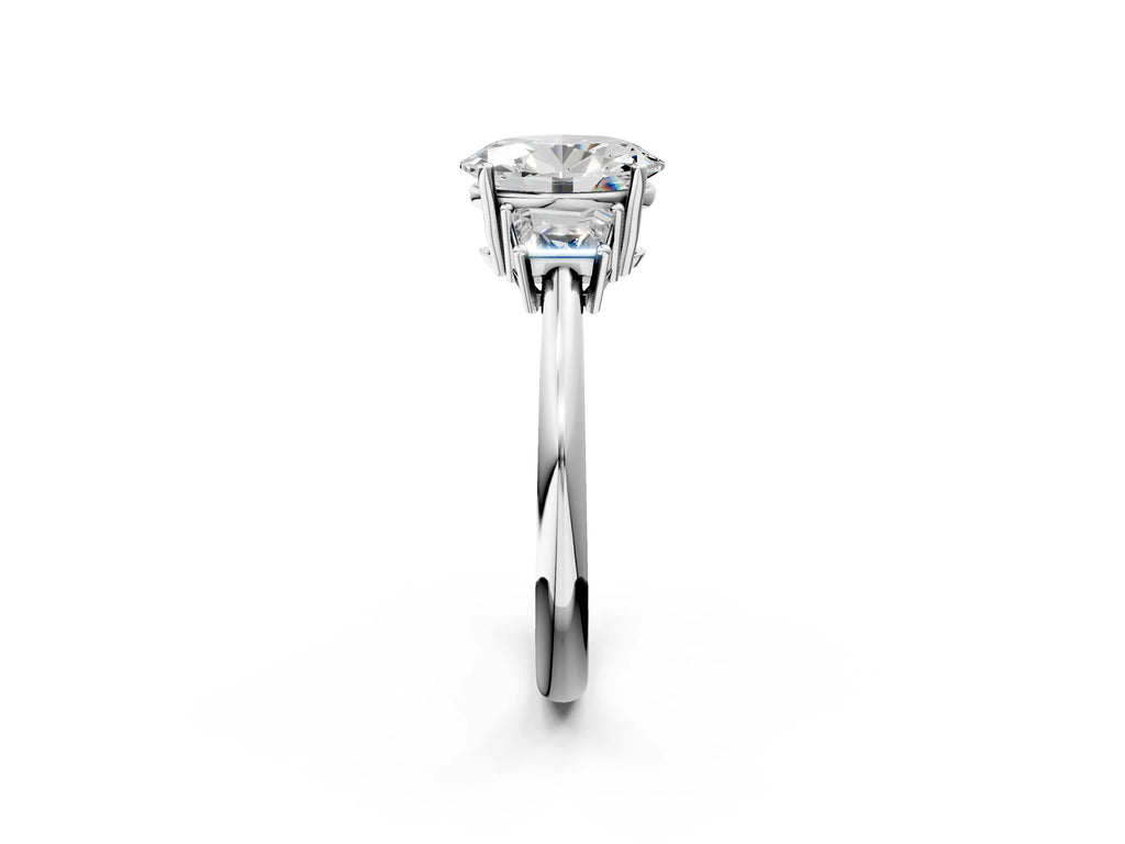 OVAL TRAPAZOID 3 STONE RING