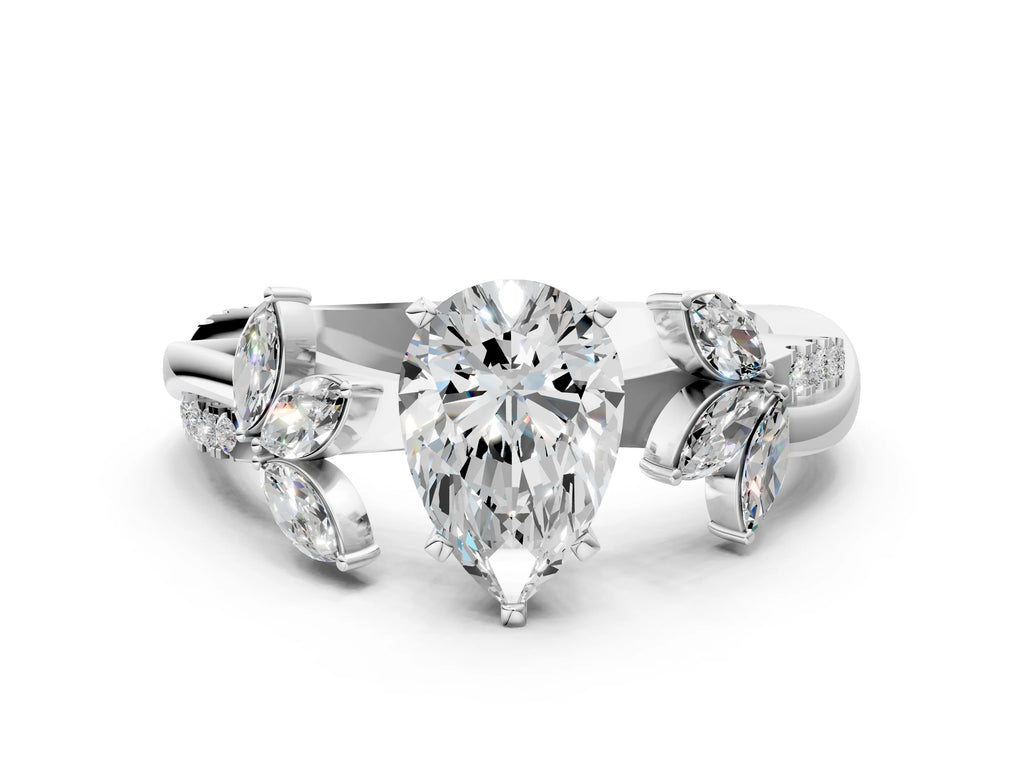 PEAR FLORAL NATURE INSPIRED CHANNEL RING