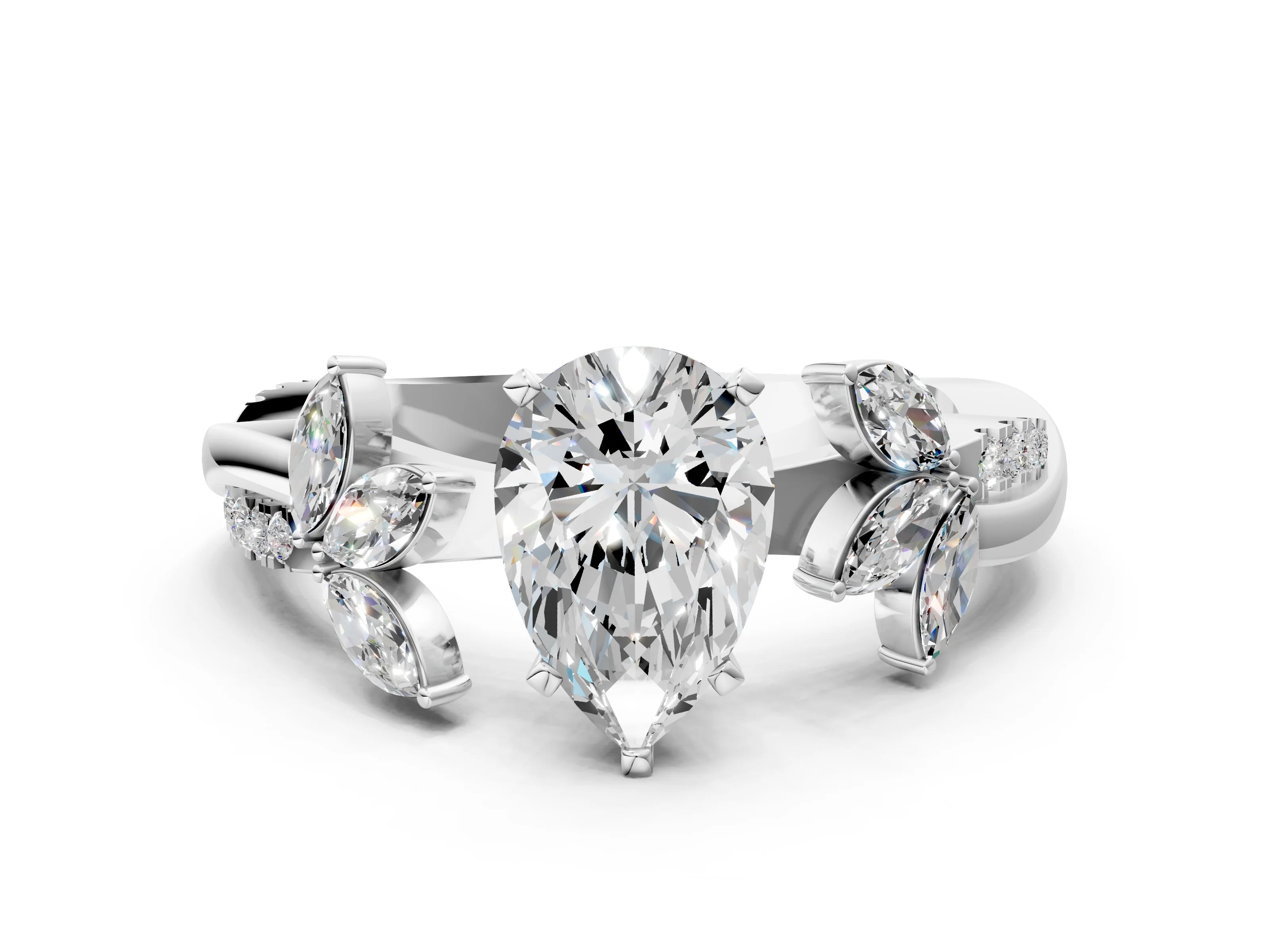 PEAR FLORAL NATURE INSPIRED CHANNEL RING