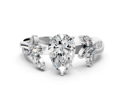 PEAR FLORAL NATURE INSPIRED CHANNEL RING - M&D Signature Jewels