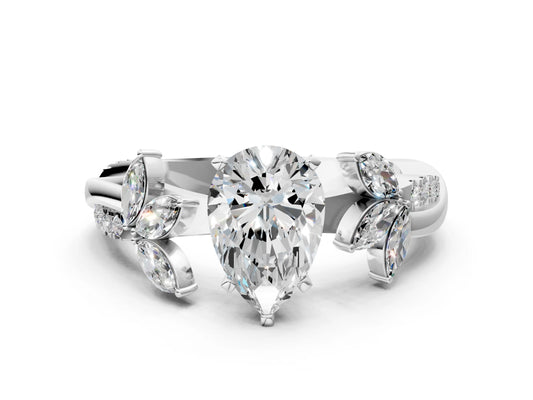 PEAR FLORAL NATURE INSPIRED CHANNEL RING