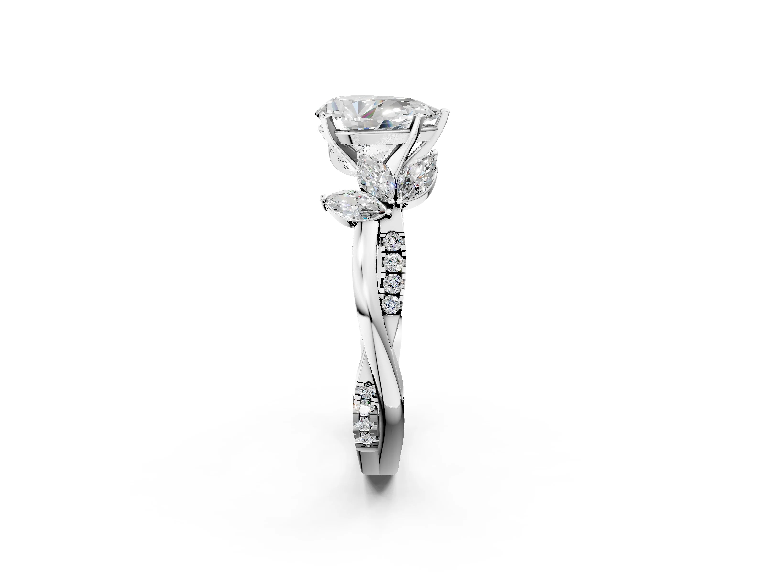 PEAR FLORAL NATURE INSPIRED CHANNEL RING