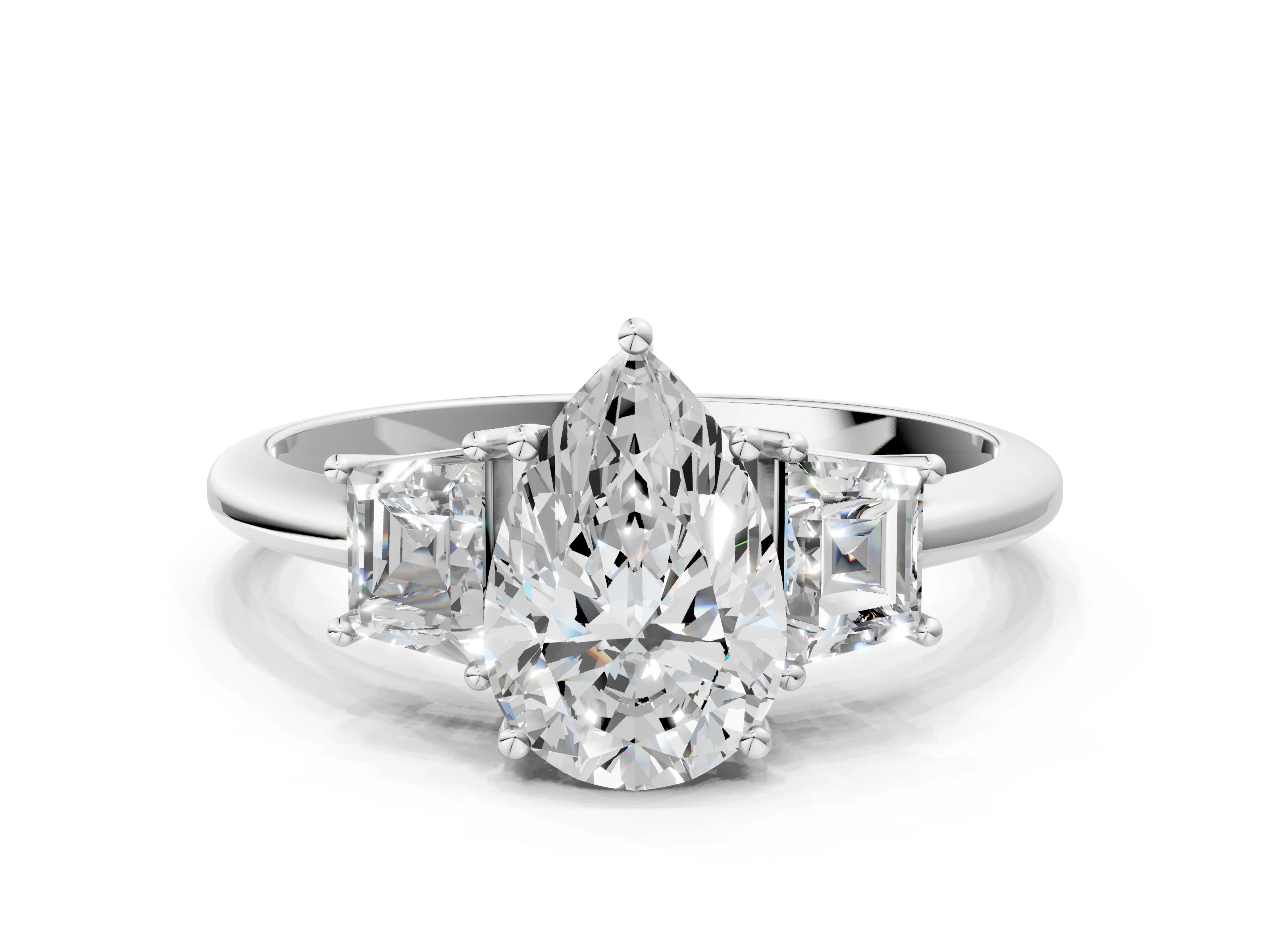 PEAR TRAPAZOID 3 STONE RING