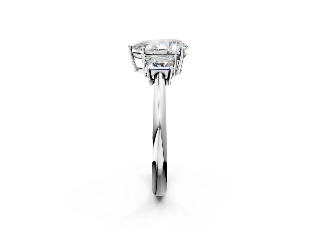 PEAR TRAPAZOID 3 STONE RING