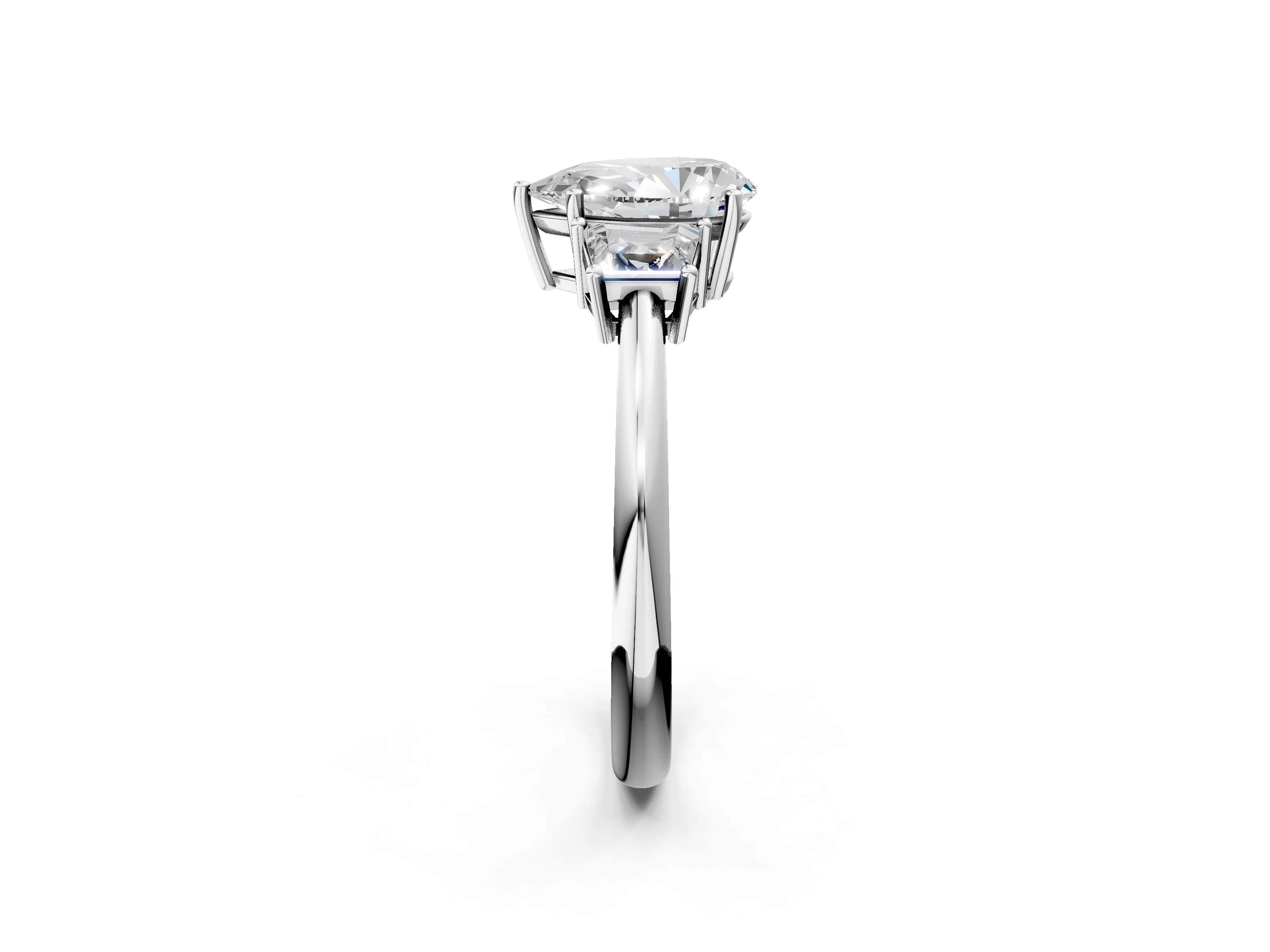 PEAR TRAPAZOID 3 STONE RING