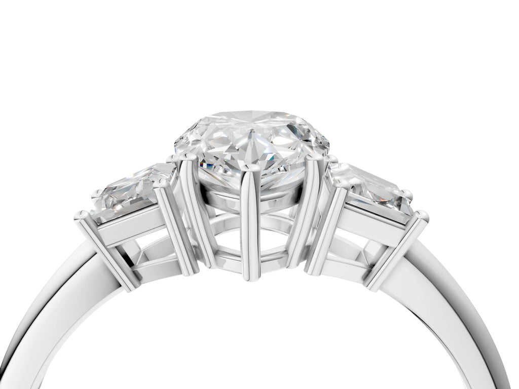 PEAR TRAPAZOID 3 STONE RING