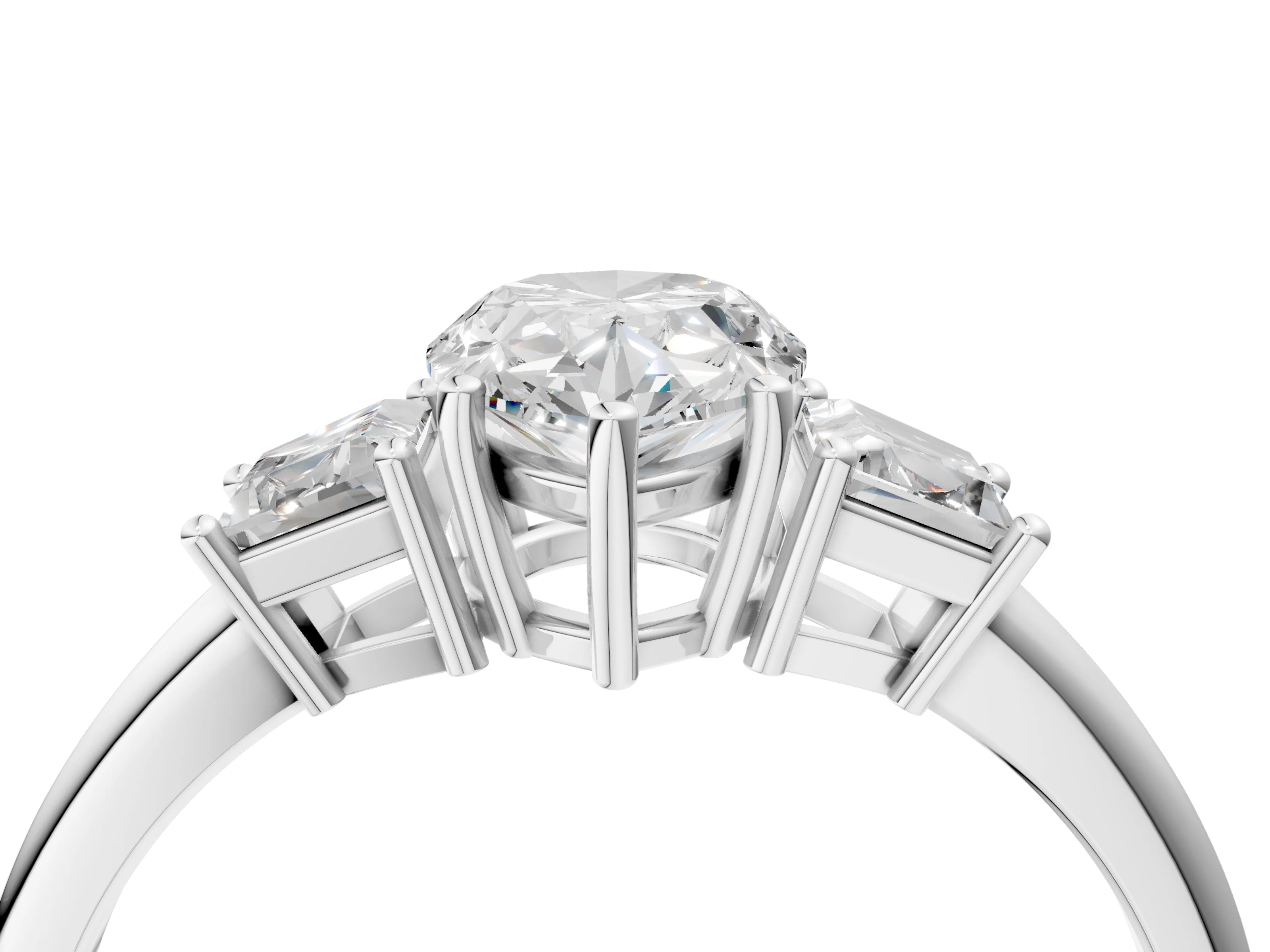 PEAR TRAPAZOID 3 STONE RING