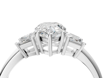 PEAR TRAPAZOID 3 STONE RING - M&D Signature Jewels