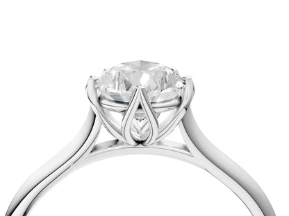 Pear Cut Lab Diamond Solitaire Ring with Flower Prong Setting and Classic Band| D VS1