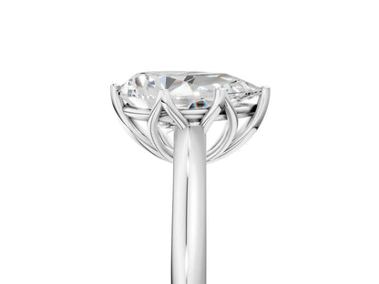 Pear Cut Lab Diamond Solitaire Ring with Flower Prong Setting and Classic Band| D VS1