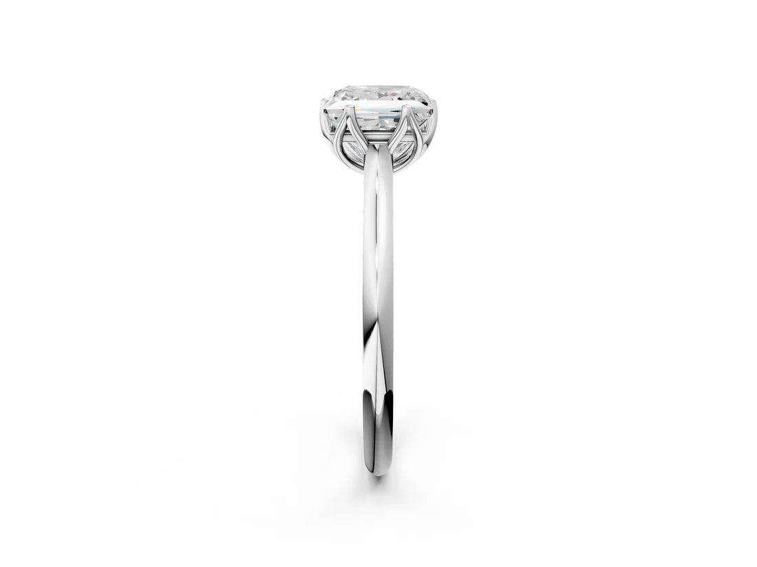 Princess Cut Lab Diamond Solitaire Ring with Flower Prong Setting and Classic Band| D VS1