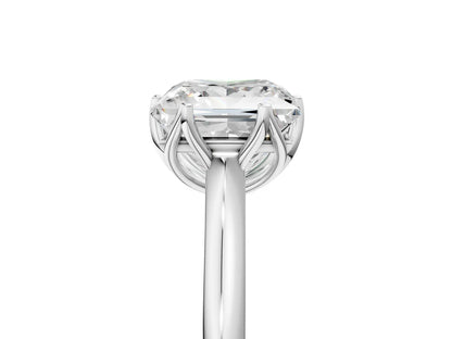 Princess Cut Lab Diamond Solitaire Ring with Flower Prong Setting and Classic Band| D VS1