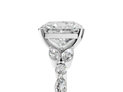 Radiant Cut Lab Diamond Solitaire Ring with Side Stones and Four-Prong Setting| D VS1