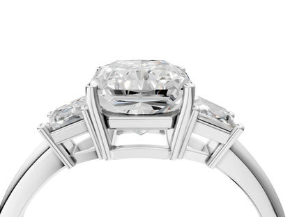 CUSHION TRAPAZOID 3 STONE RING - M&D Signature Jewels