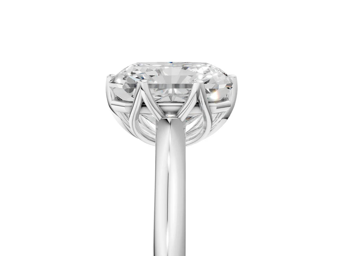 Radiant Cut Lab Diamond Solitaire Ring with Flower Prong Setting and Classic Band| D VS1