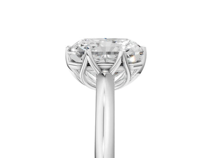 Radiant Cut Lab Diamond Solitaire Ring with Flower Prong Setting and Classic Band| D VS1