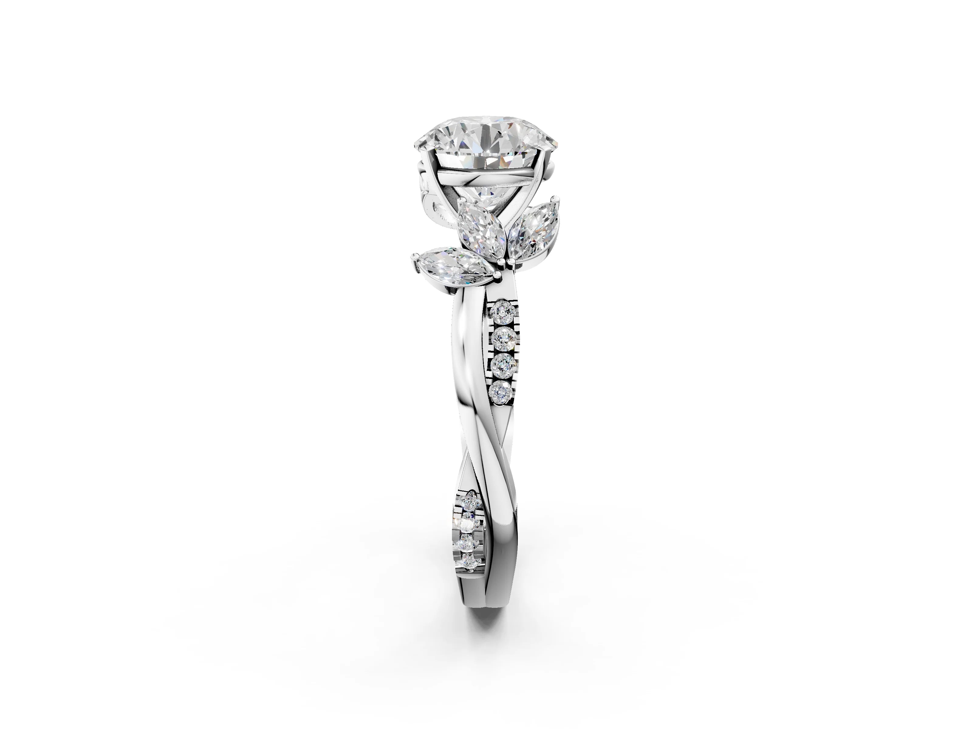 ROUND FLORAL NATURE INSPIRED CHANNEL RING