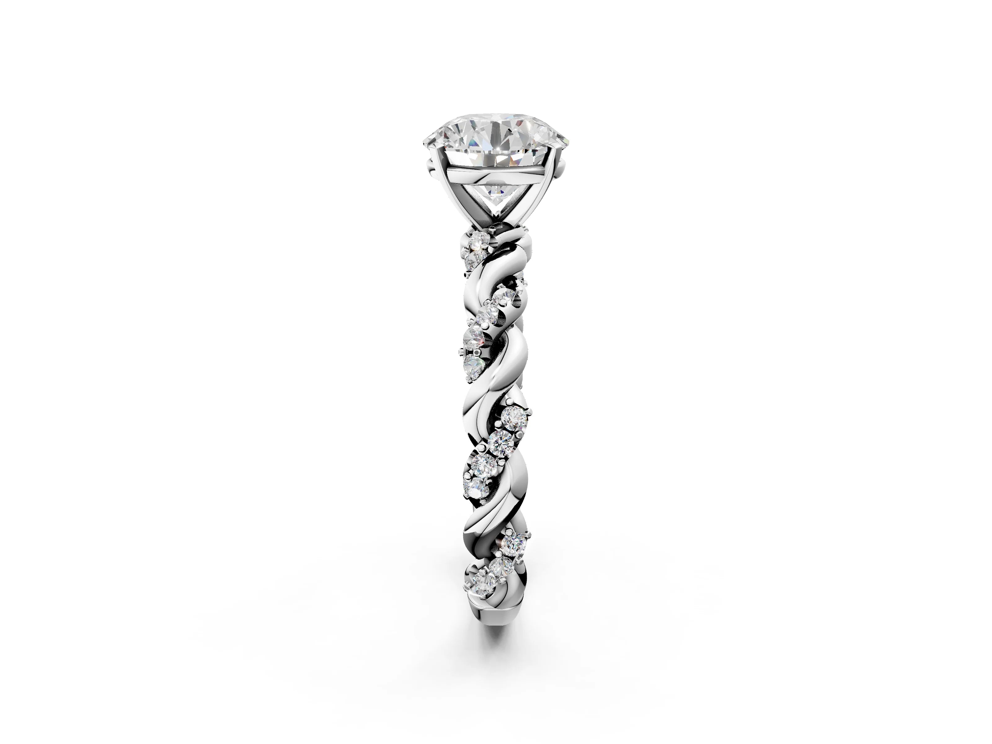 CUSHION TWISTED PAVE RING