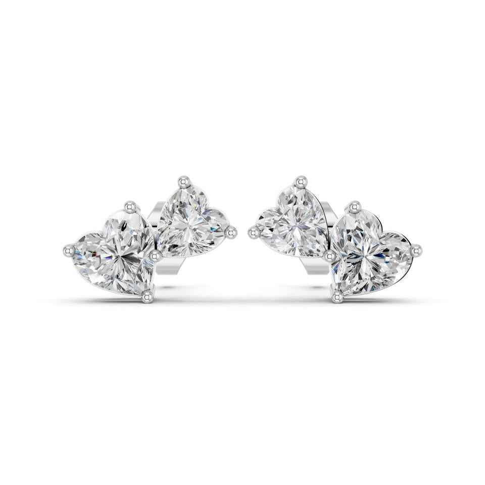 HEART TWO STONE EARRING