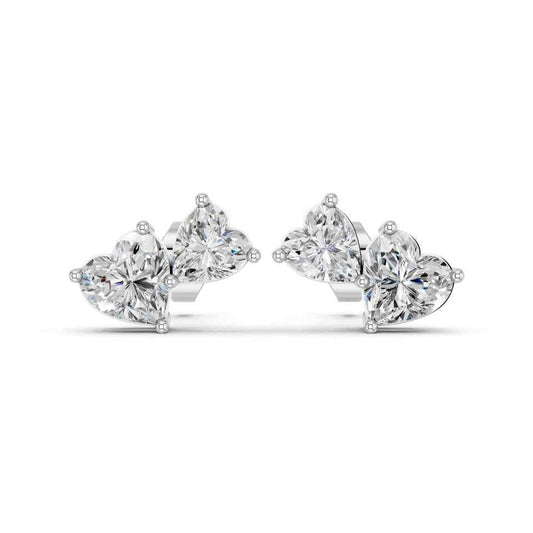 HEART TWO STONE EARRING