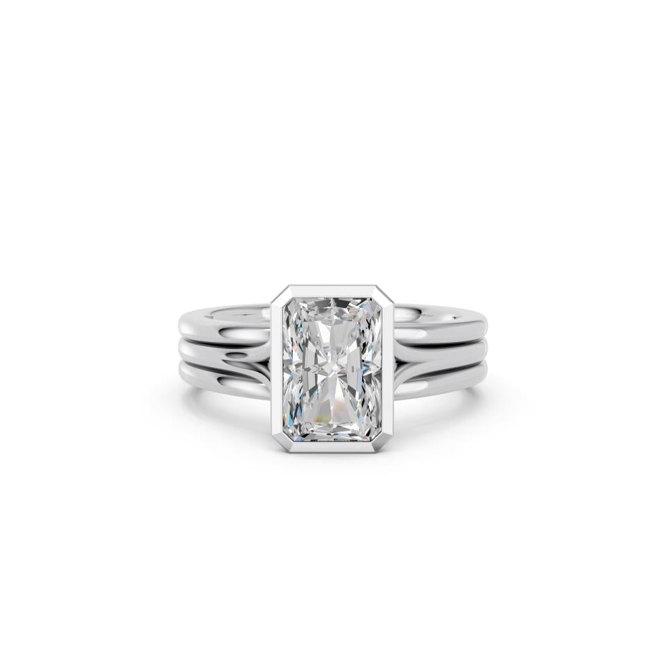 RADIANT BEZEL THREE ROW RING
