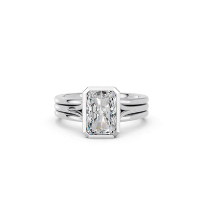 RADIANT BEZEL THREE ROW RING