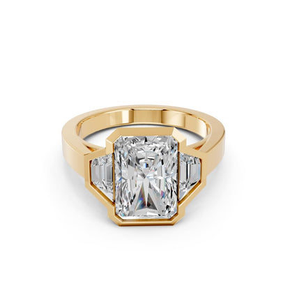 RADIANT BEZEL WITH TRAPEZOID SIDE STONES